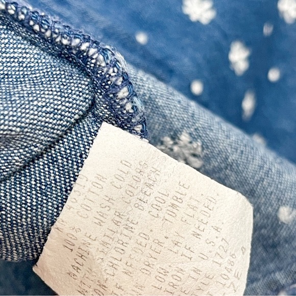 Vintage Floral Embroidered Denim Jean Midi Dress Short Sleeve Made in USA Size 4 - Picture 9 of 9